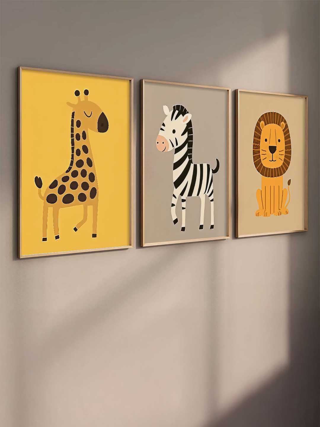 Aesthetic Cartoon Animals Wall Art Paintings for Living Room Bedroom