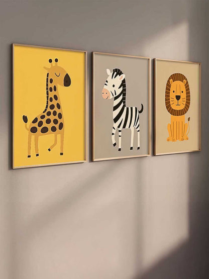 Aesthetic Cartoon Animals Wall Art Paintings for Living Room Bedroom