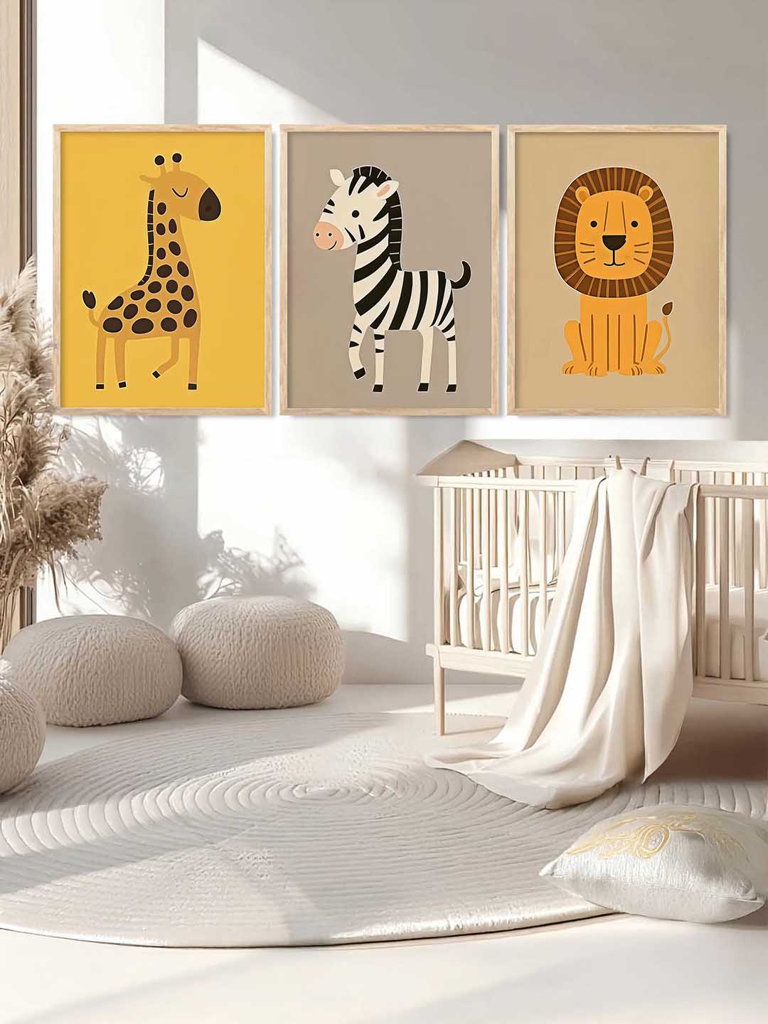 Aesthetic Cartoon Animals Wall Art Paintings for Living Room Bedroom