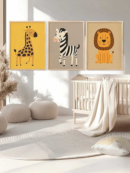 Aesthetic Cartoon Animals Wall Art Paintings for Living Room Bedroom