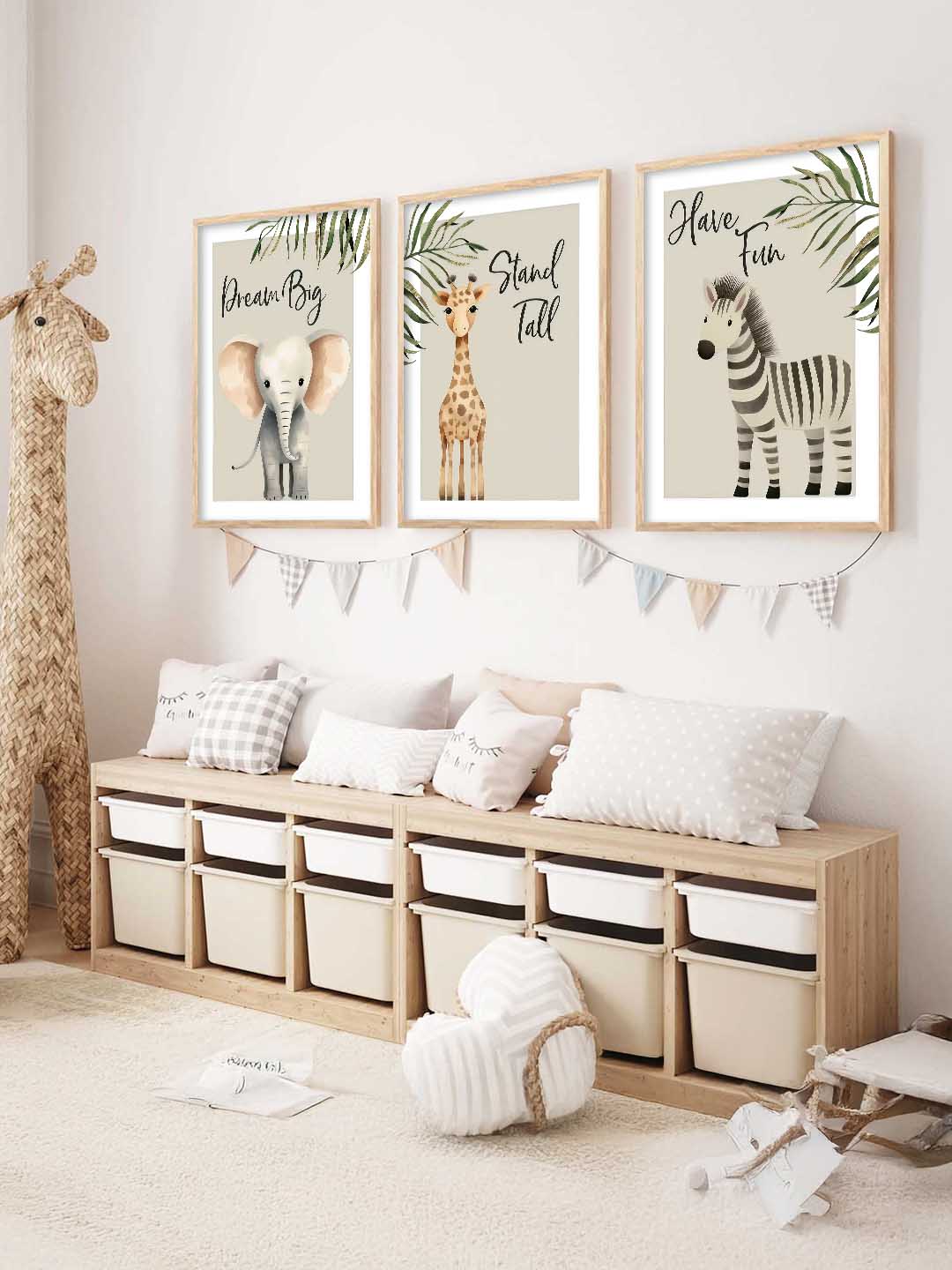 Safari Animals Motivational Wall Art Paintings for Living Room Bedroom