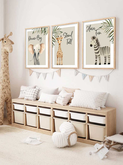 Safari Animals Motivational Wall Art Paintings for Living Room Bedroom