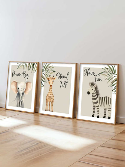 Safari Animals Motivational Wall Art Paintings for Living Room Bedroom