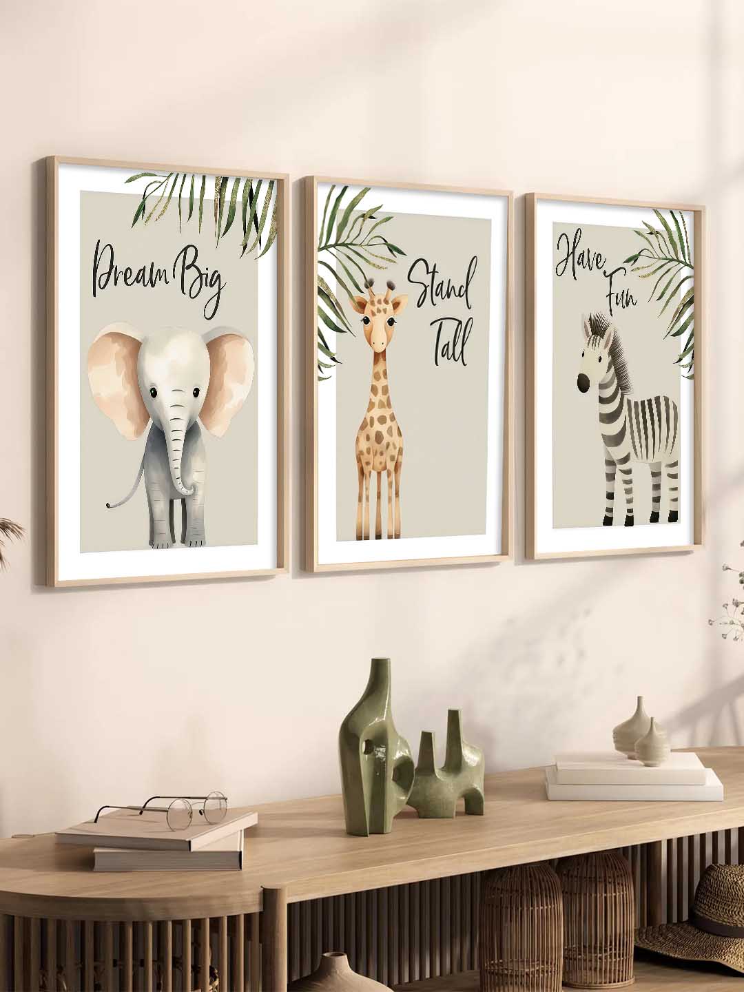 Safari Animals Motivational Wall Art Paintings for Living Room Bedroom