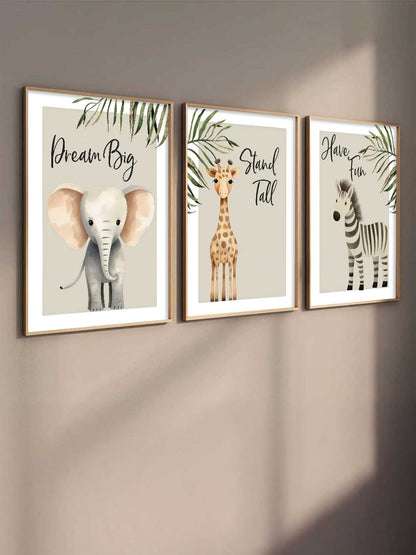 Safari Animals Motivational Wall Art Paintings for Living Room Bedroom