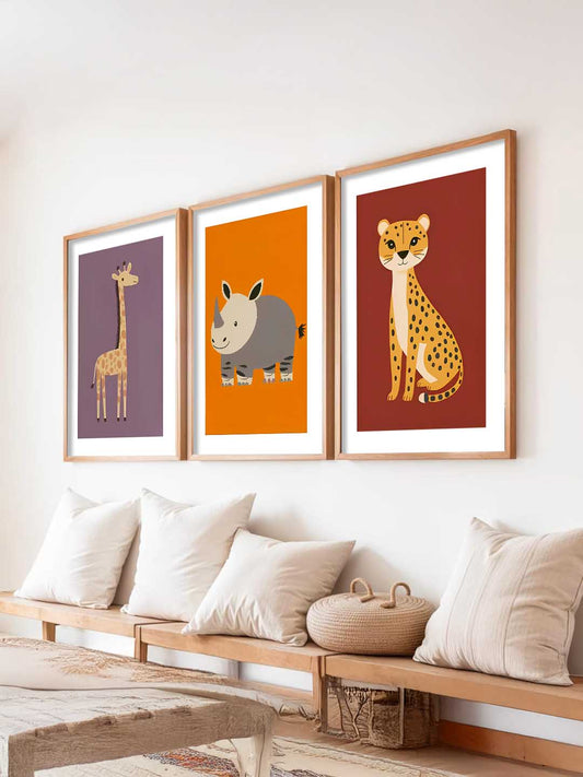 Safari Animals Wall Art Paintings for Living Room Bedroom