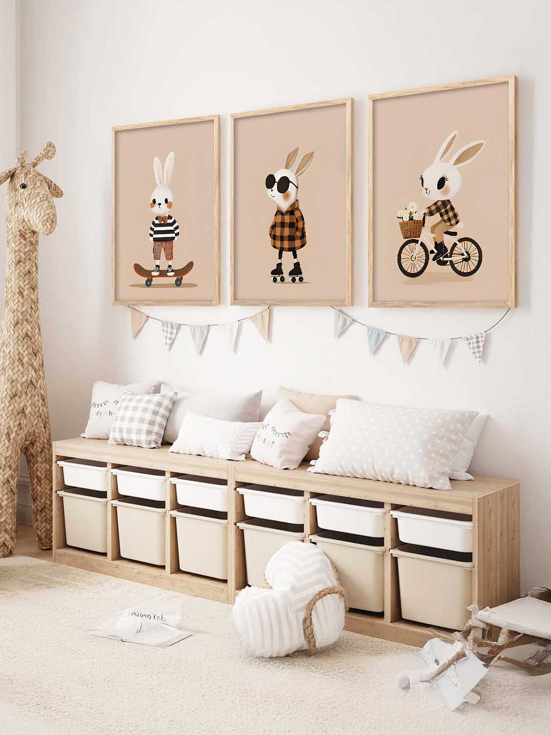 Cartoon Rabbit Wall Art Paintings for Living Room Bedroom