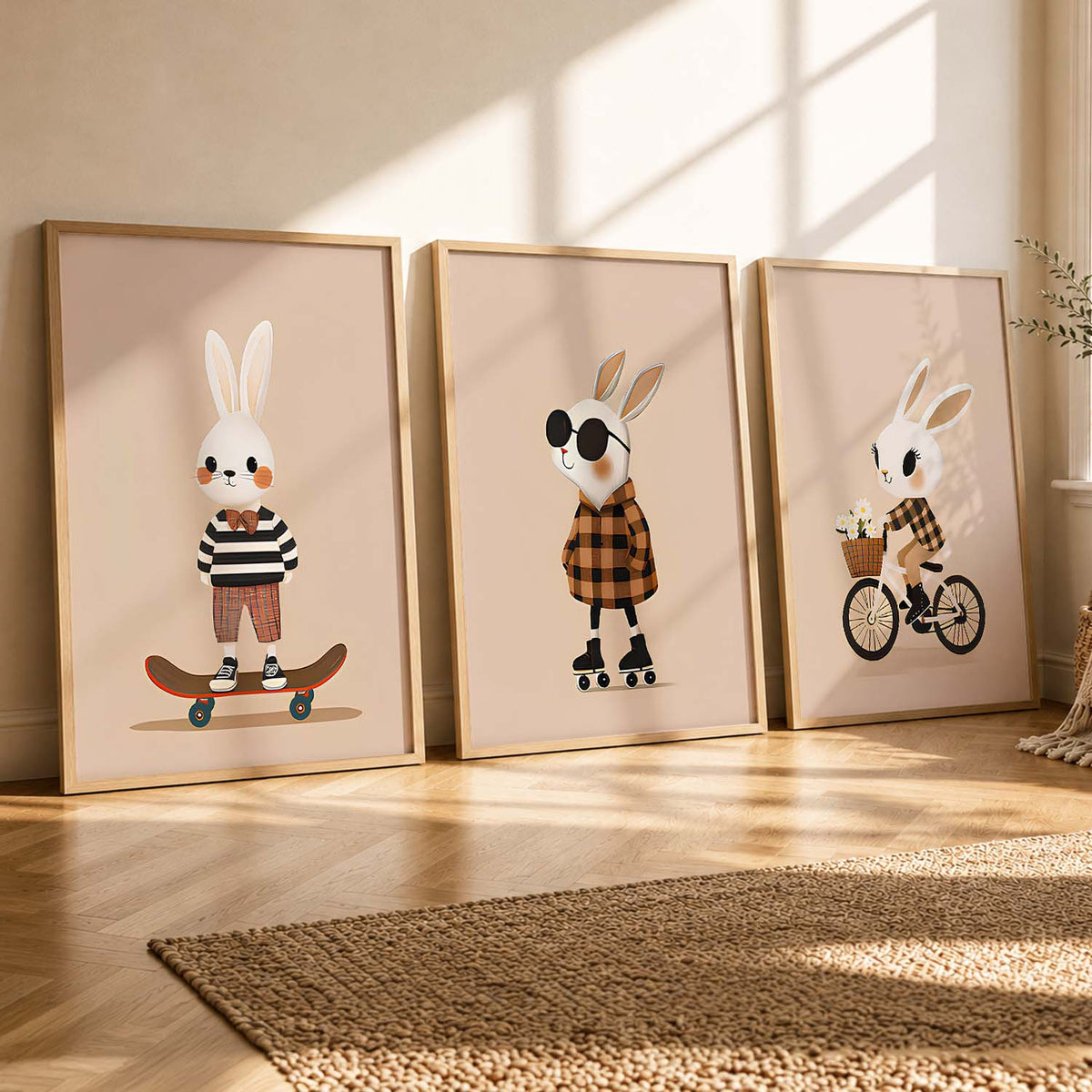 Cartoon Rabbit Wall Art Paintings for Living Room Bedroom