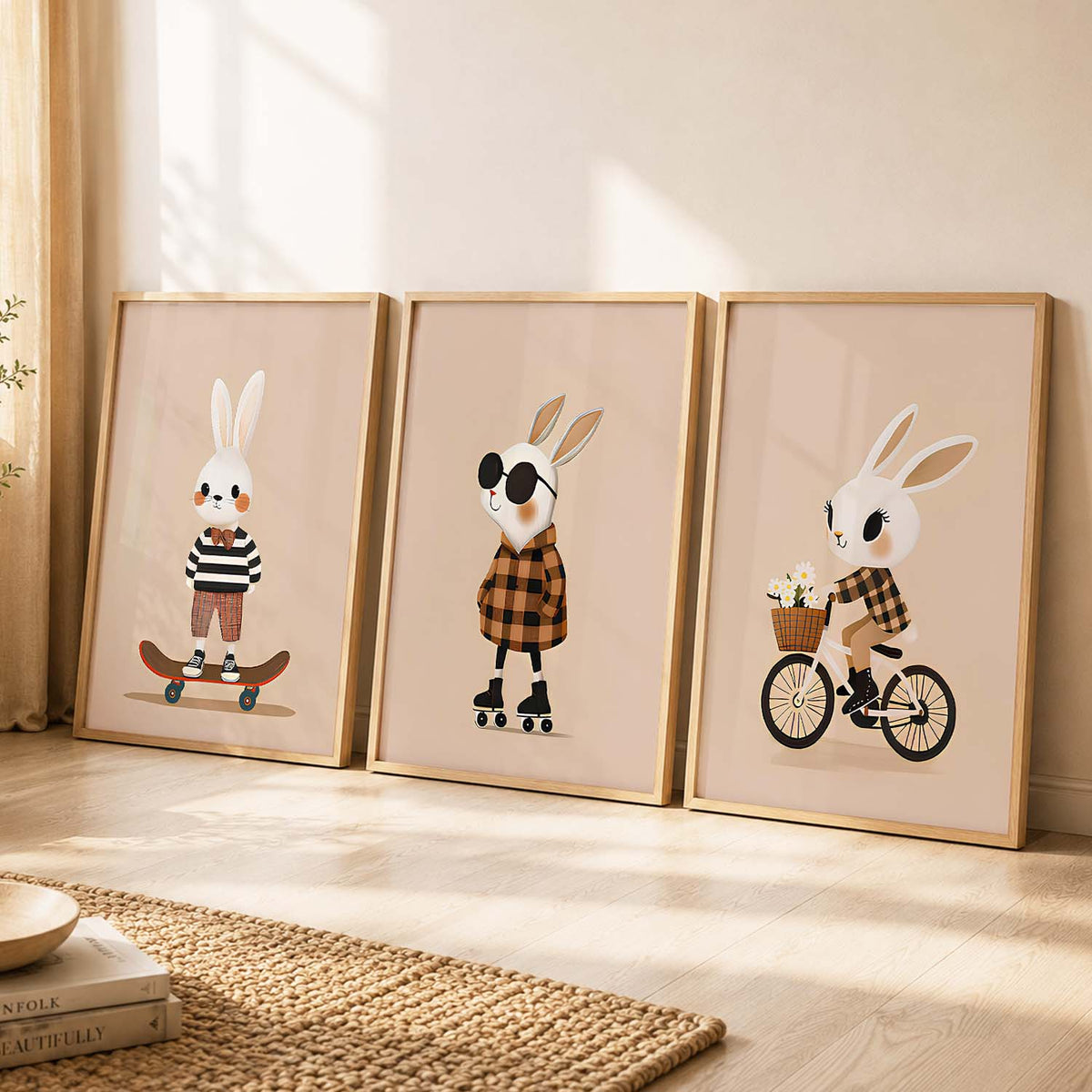 Cartoon Rabbit Wall Art Paintings for Living Room Bedroom