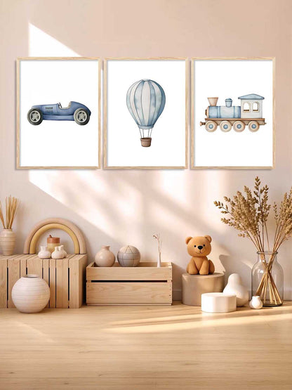 Hot Air Ballon Toy Train Car Wall Art Paintings for Living Room Bedroom