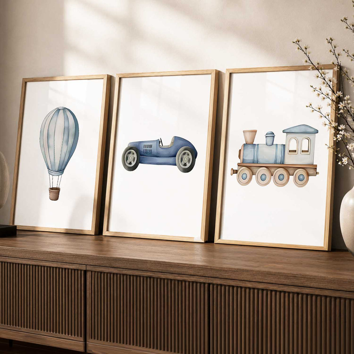 Hot Air Ballon Toy Train Car Wall Art Paintings for Living Room Bedroom