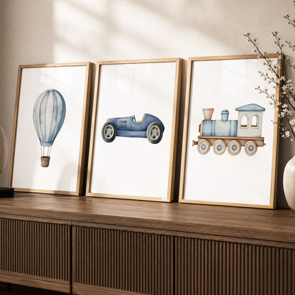 Hot Air Ballon Toy Train Car Wall Art Paintings for Living Room Bedroom