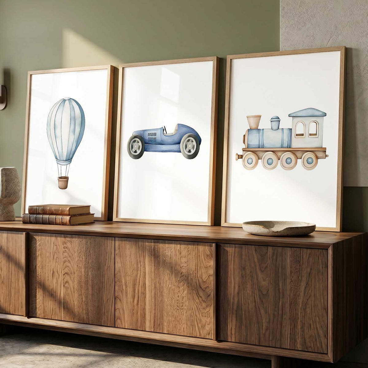 Hot Air Ballon Toy Train Car Wall Art Paintings for Living Room Bedroom