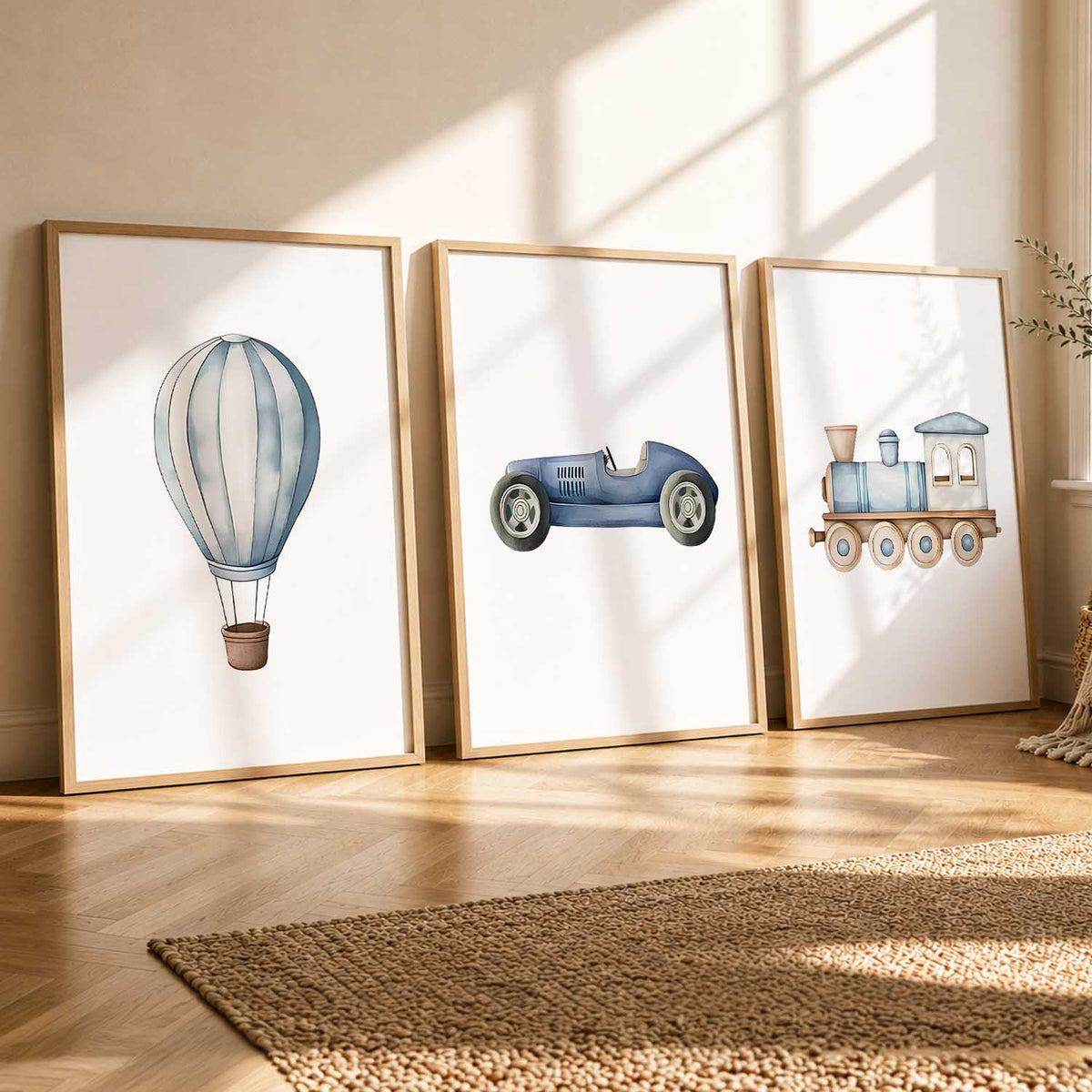 Hot Air Ballon Toy Train Car Wall Art Paintings for Living Room Bedroom