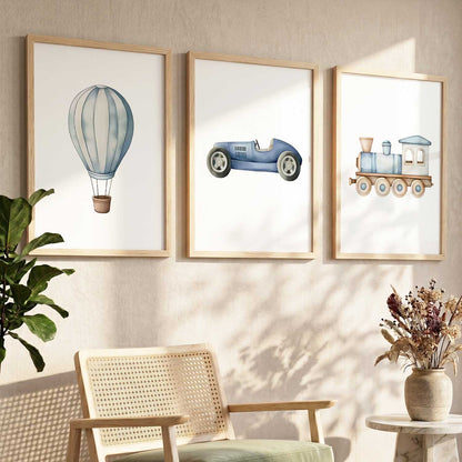 Hot Air Ballon Toy Train Car Wall Art Paintings for Living Room Bedroom