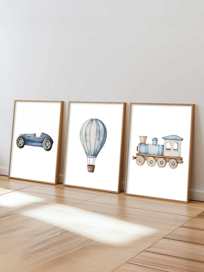 Hot Air Ballon Toy Train Car Wall Art Paintings for Living Room Bedroom