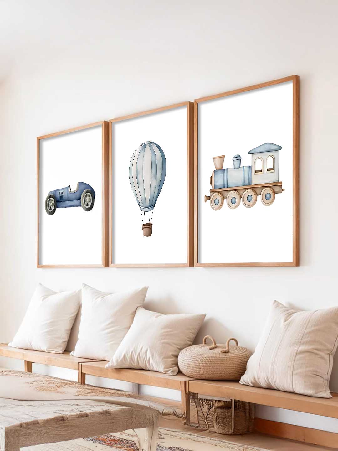 Hot Air Ballon Toy Train Car Wall Art Paintings for Living Room Bedroom