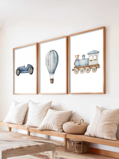 Hot Air Ballon Toy Train Car Wall Art Paintings for Living Room Bedroom