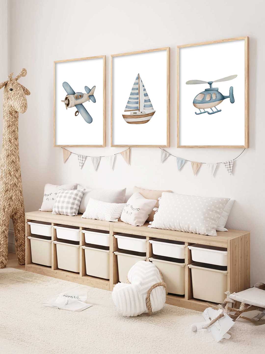 Airplane Boat Helicopter Wall Art Paintings for Living Room Bedroom