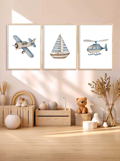 Airplane Boat Helicopter Wall Art Paintings for Living Room Bedroom
