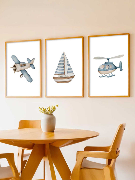Airplane Boat Helicopter Wall Art Paintings for Living Room Bedroom
