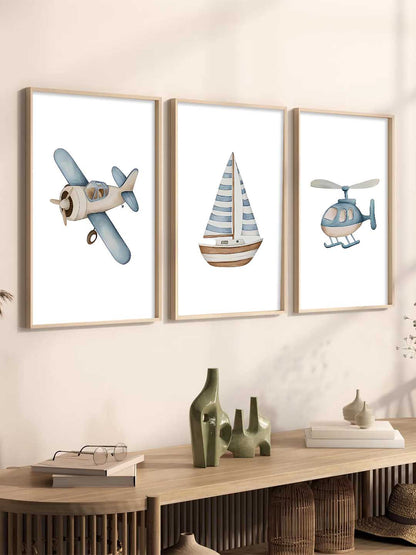 Airplane Boat Helicopter Wall Art Paintings for Living Room Bedroom