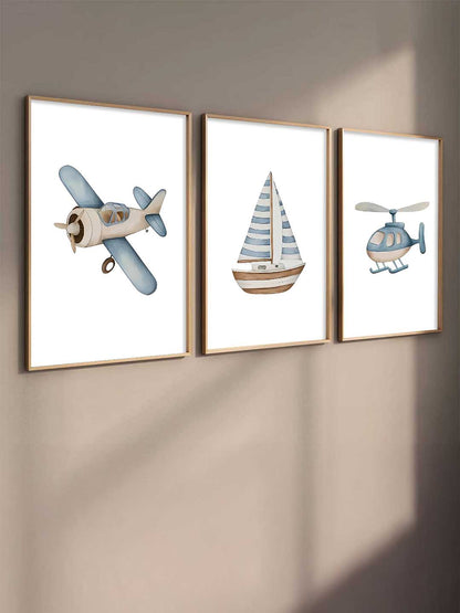 Airplane Boat Helicopter Wall Art Paintings for Living Room Bedroom