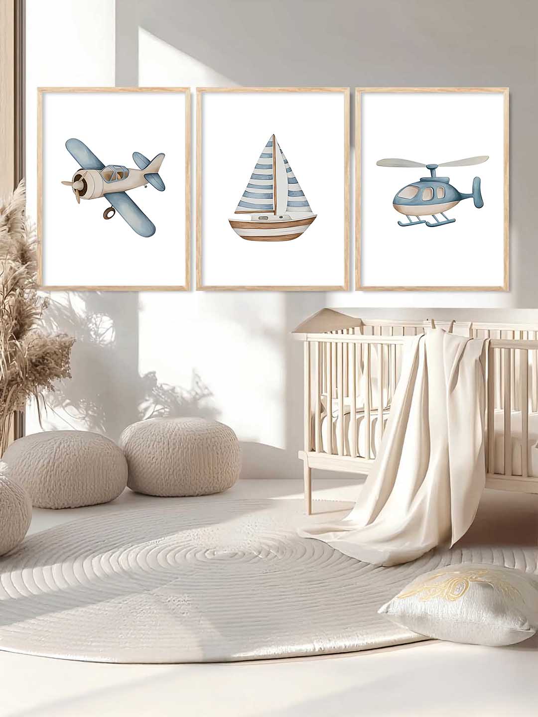 Airplane Boat Helicopter Wall Art Paintings for Living Room Bedroom