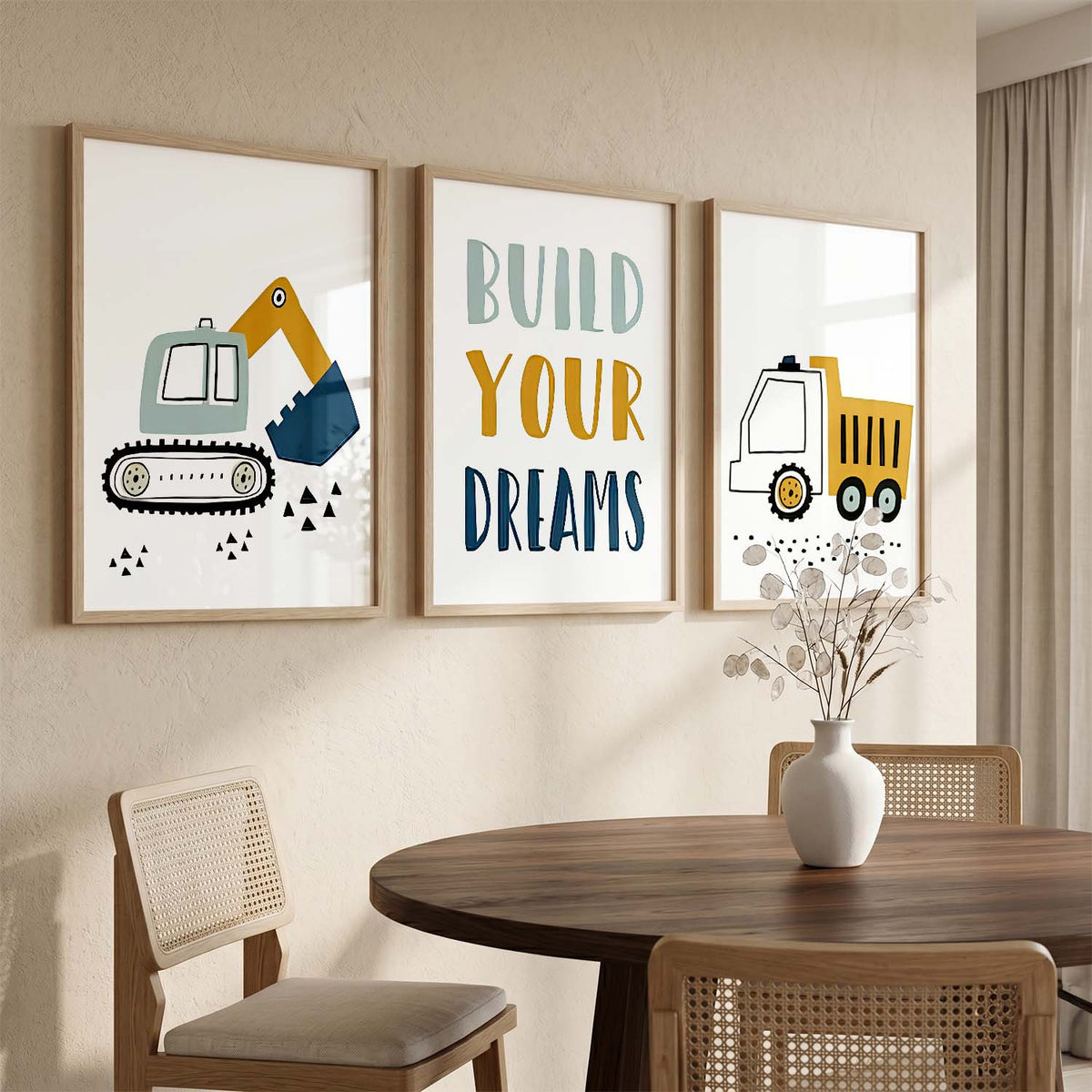 Bold Typography Motivational Quotes Wall Art Set of 3 Framed Prints for Living Room