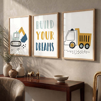 Bold Typography Motivational Quotes Wall Art Set of 3 Framed Prints for Living Room