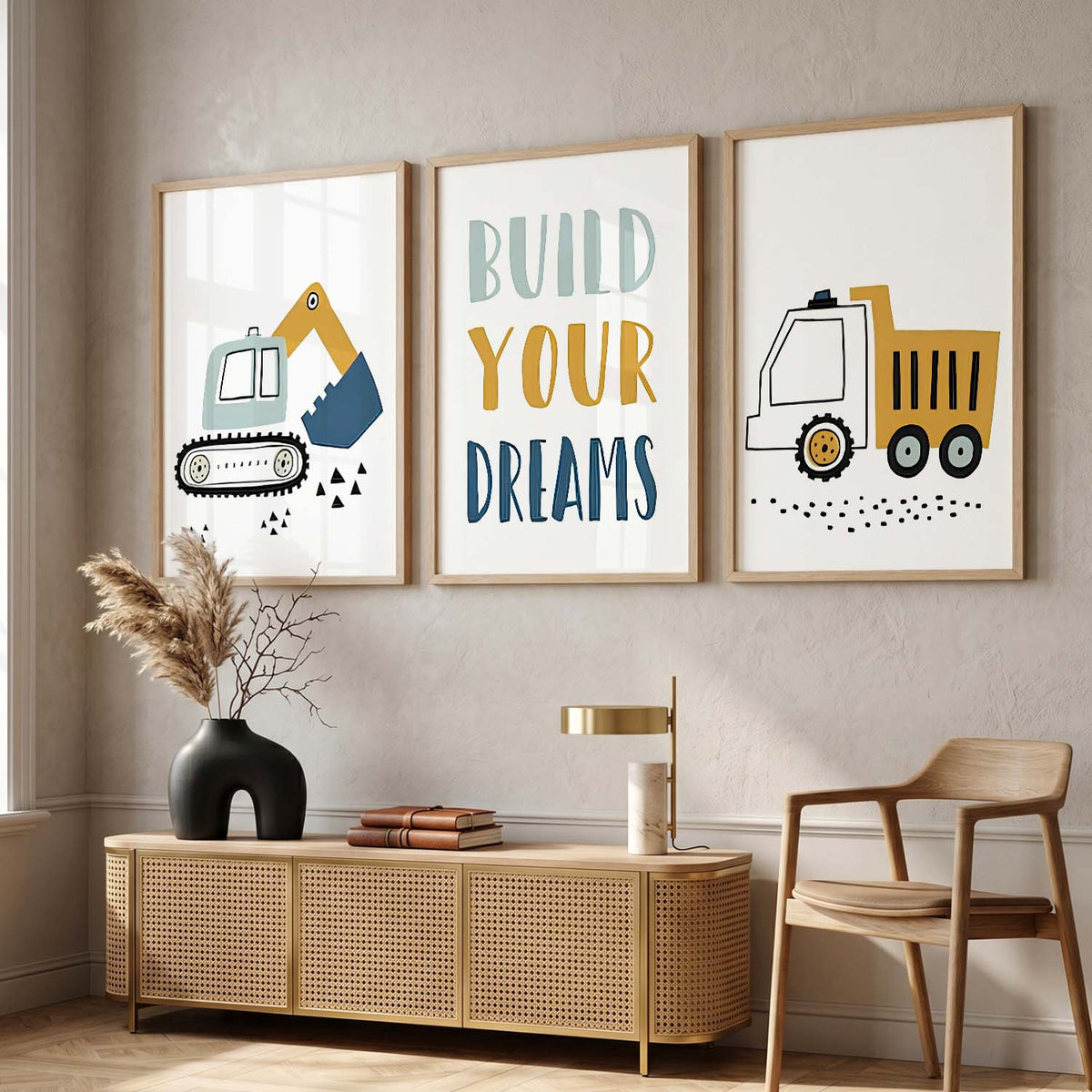 Bold Typography Motivational Quotes Wall Art Set of 3 Framed Prints for Living Room