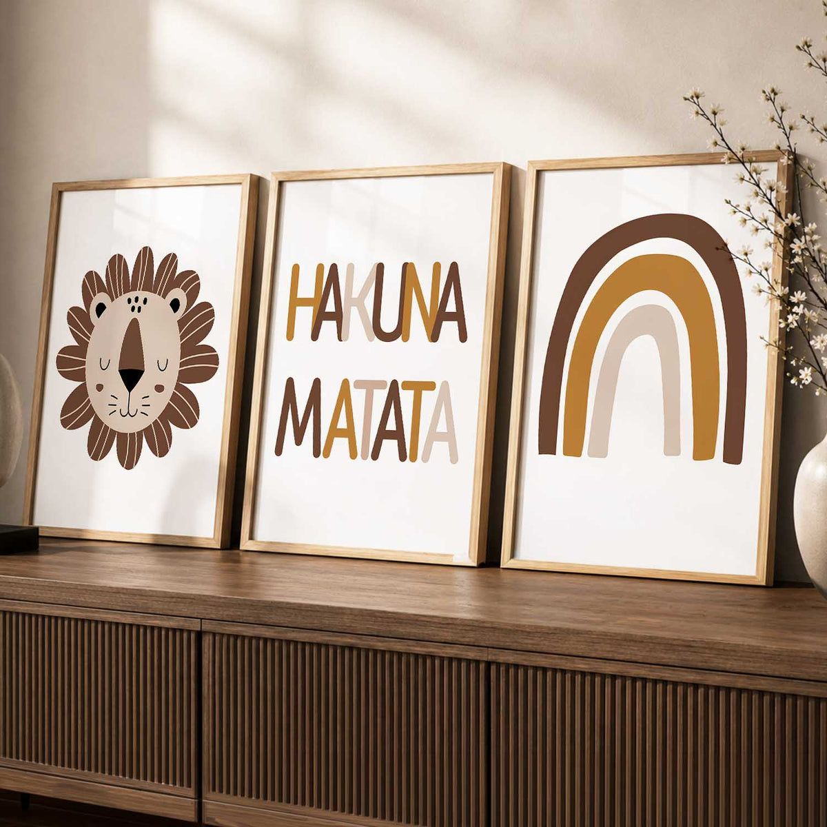 Warm Earthy Abstract Boho Wall Art Set of 3 Framed Prints