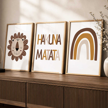Warm Earthy Abstract Boho Wall Art Set of 3 Framed Prints