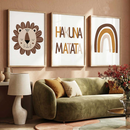 Warm Earthy Abstract Boho Wall Art Set of 3 Framed Prints