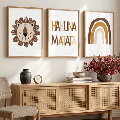 Warm Earthy Abstract Boho Wall Art Set of 3 Framed Prints