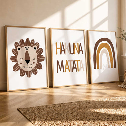 Warm Earthy Abstract Boho Wall Art Set of 3 Framed Prints