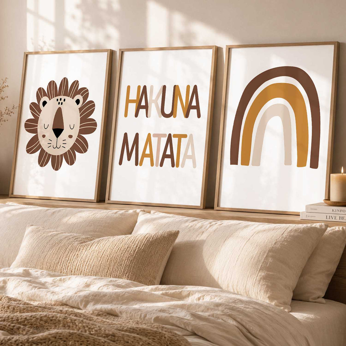Warm Earthy Abstract Boho Wall Art Set of 3 Framed Prints