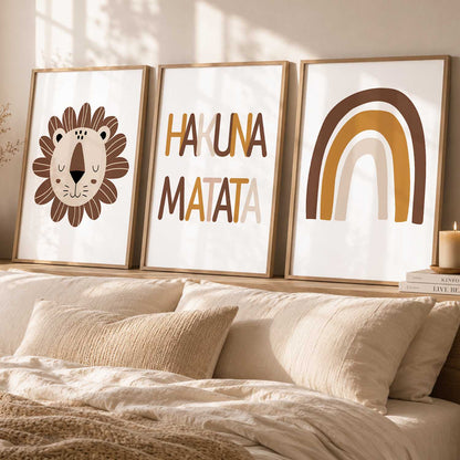Warm Earthy Abstract Boho Wall Art Set of 3 Framed Prints