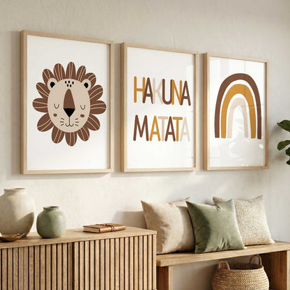 Warm Earthy Abstract Boho Wall Art Set of 3 Framed Prints