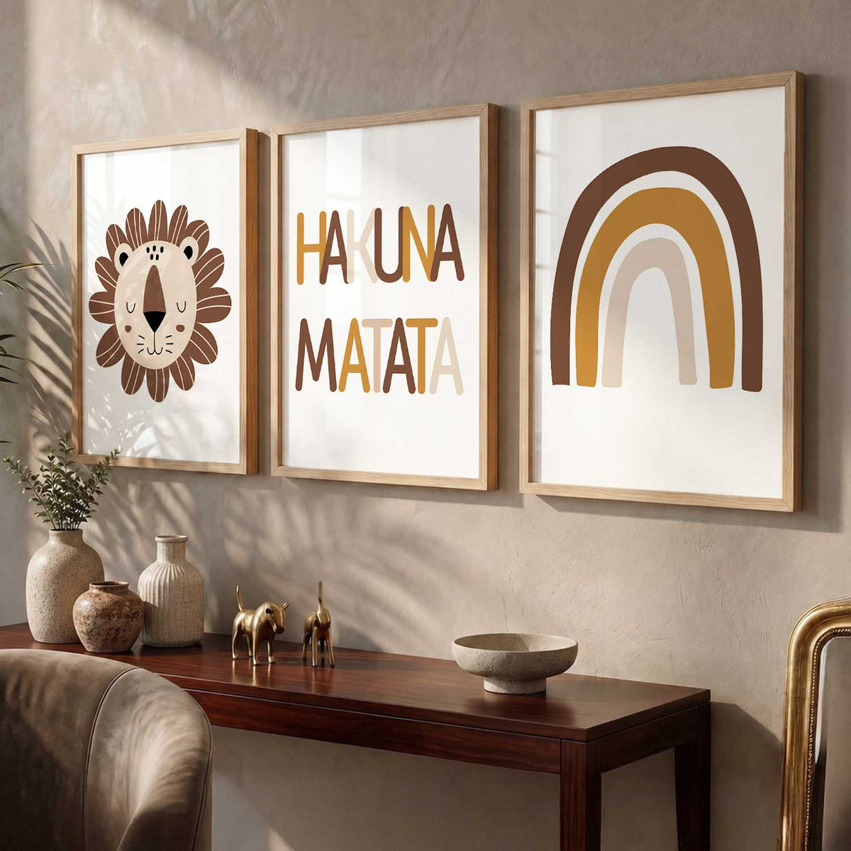 Warm Earthy Abstract Boho Wall Art Set of 3 Framed Prints