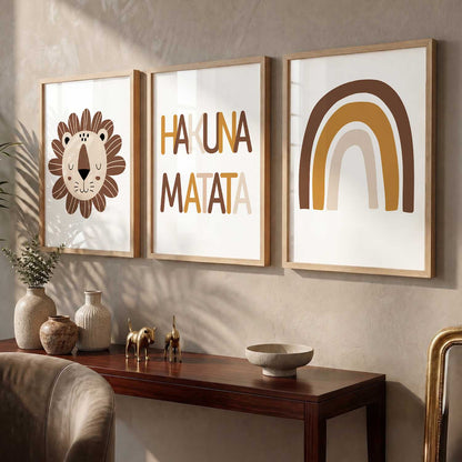 Warm Earthy Abstract Boho Wall Art Set of 3 Framed Prints