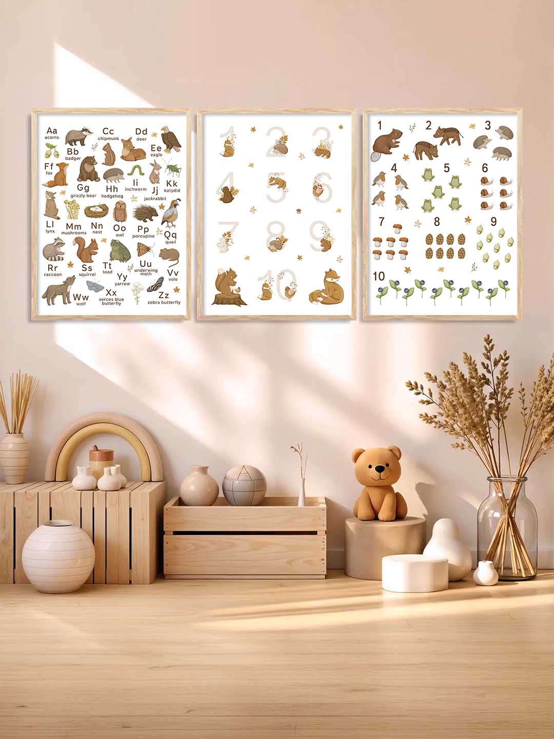 Educational Alphabets Numbers Animals Wall Art Paintings for Living Room Bedroom