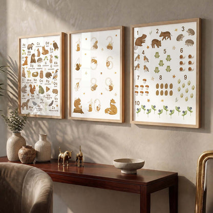 Educational Alphabets Numbers Animals Wall Art Paintings for Living Room Bedroom