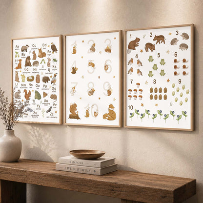 Educational Alphabets Numbers Animals Wall Art Paintings for Living Room Bedroom