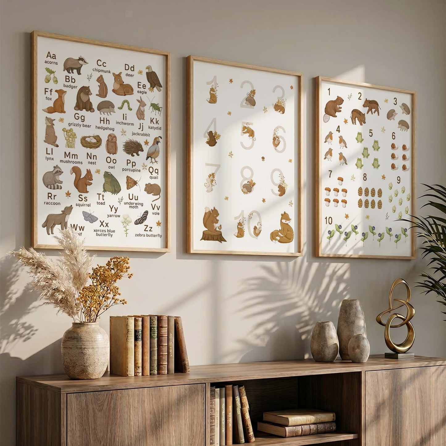 Educational Alphabets Numbers Animals Wall Art Paintings for Living Room Bedroom