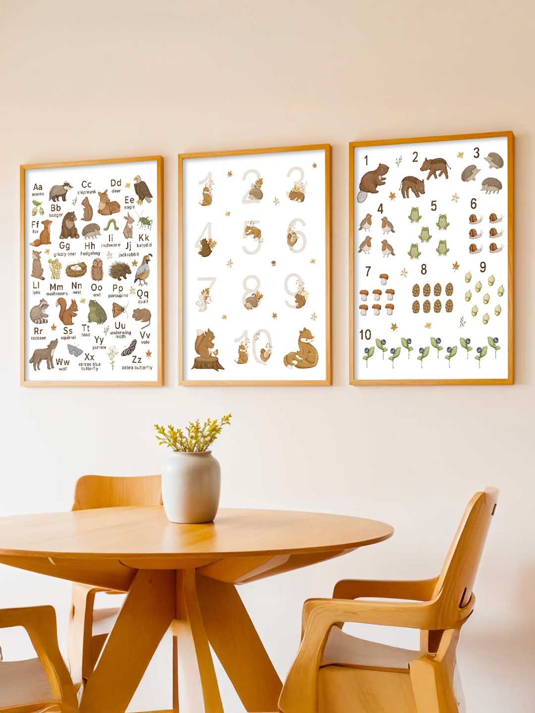 Educational Alphabets Numbers Animals Wall Art Paintings for Living Room Bedroom