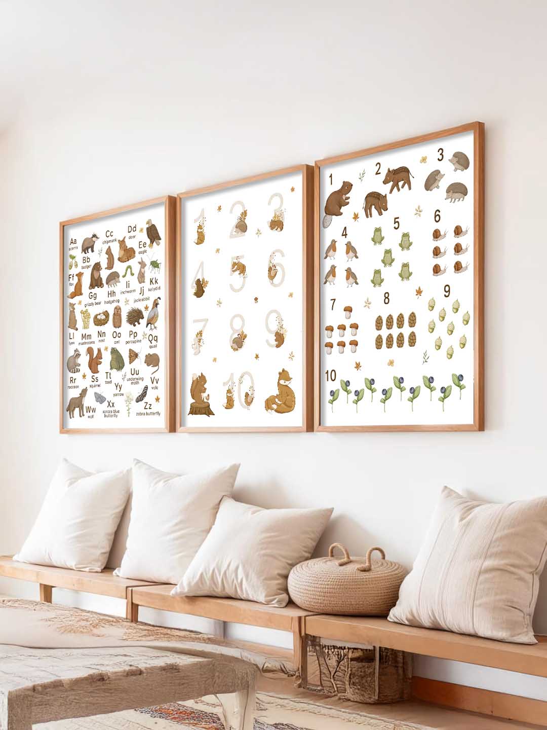 Educational Alphabets Numbers Animals Wall Art Paintings for Living Room Bedroom