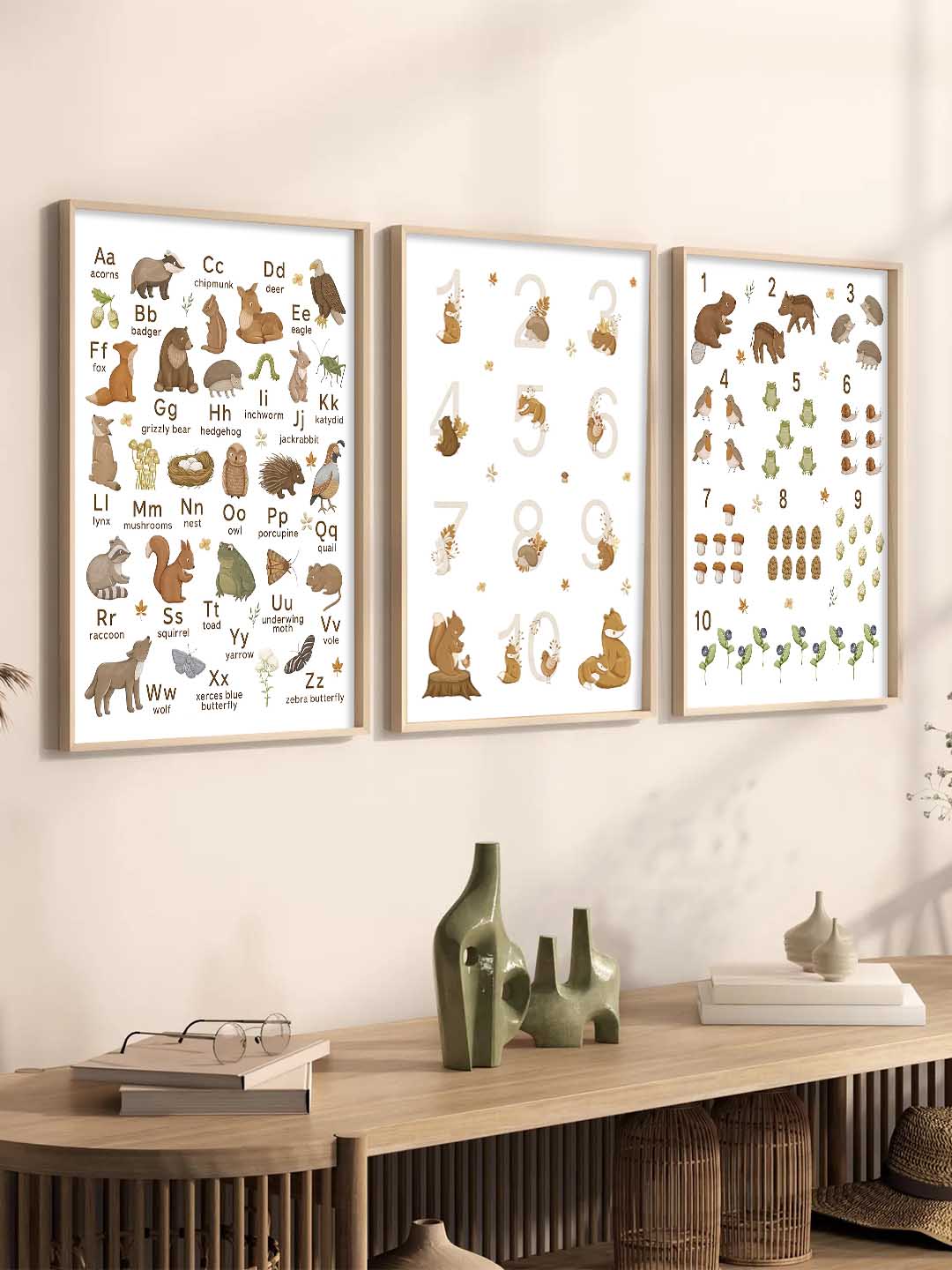 Educational Alphabets Numbers Animals Wall Art Paintings for Living Room Bedroom