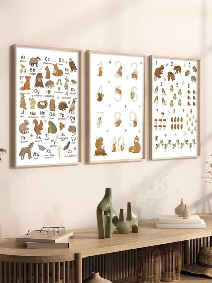 Educational Alphabets Numbers Animals Wall Art Paintings for Living Room Bedroom