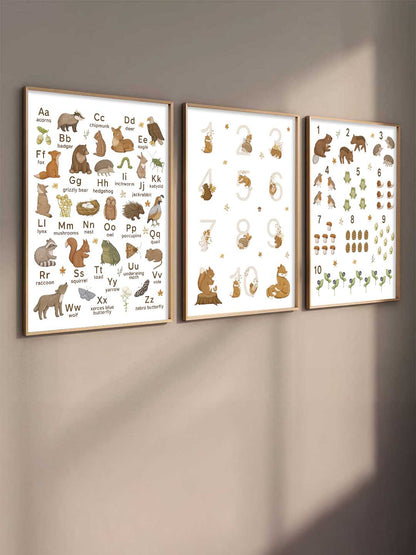 Educational Alphabets Numbers Animals Wall Art Paintings for Living Room Bedroom
